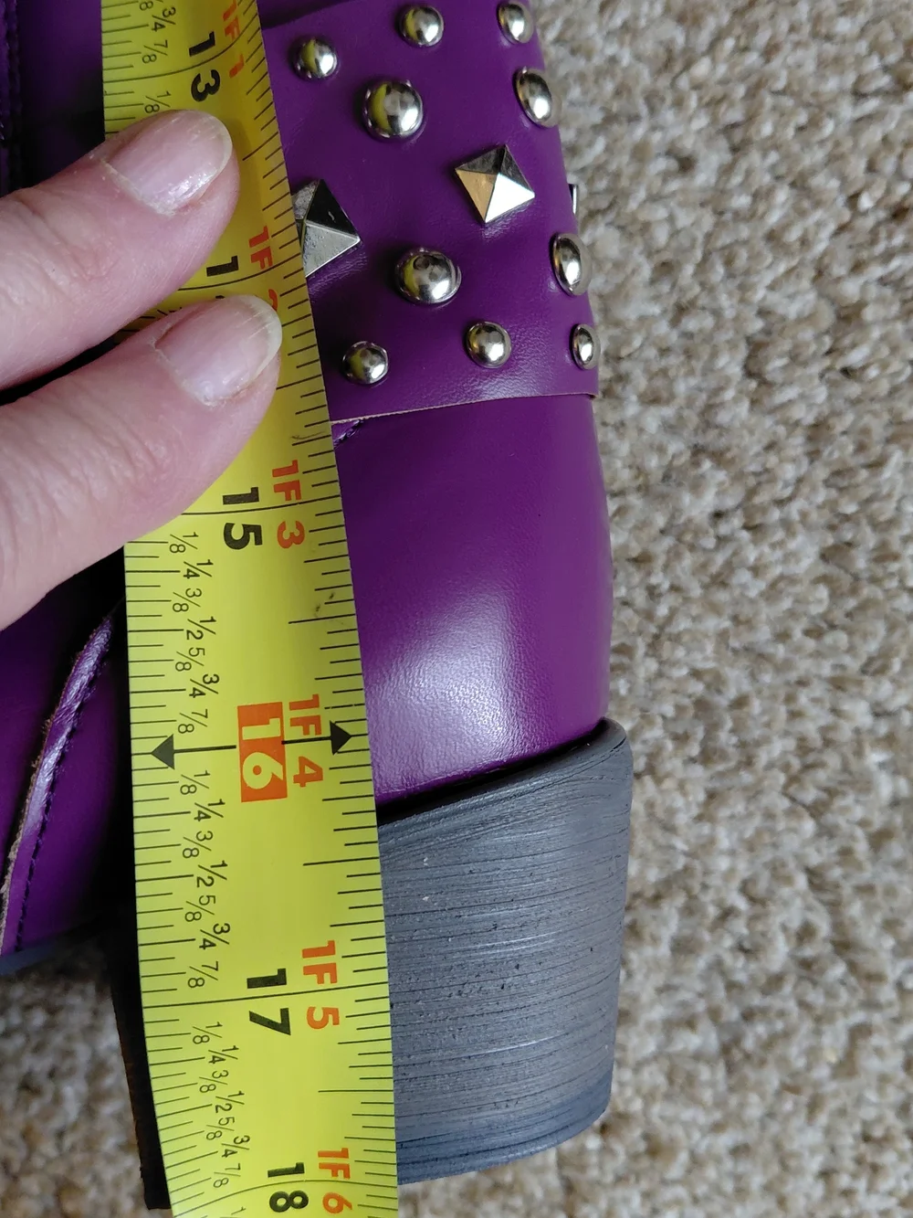 Women's Over-the-Knee Purple Studded Boots